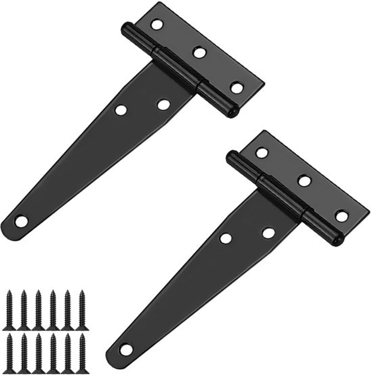 Virtubuy - T Hinges - 2 Pcs T-Belt Deur Scharnieren - Zwart - Robuuste IJzeren