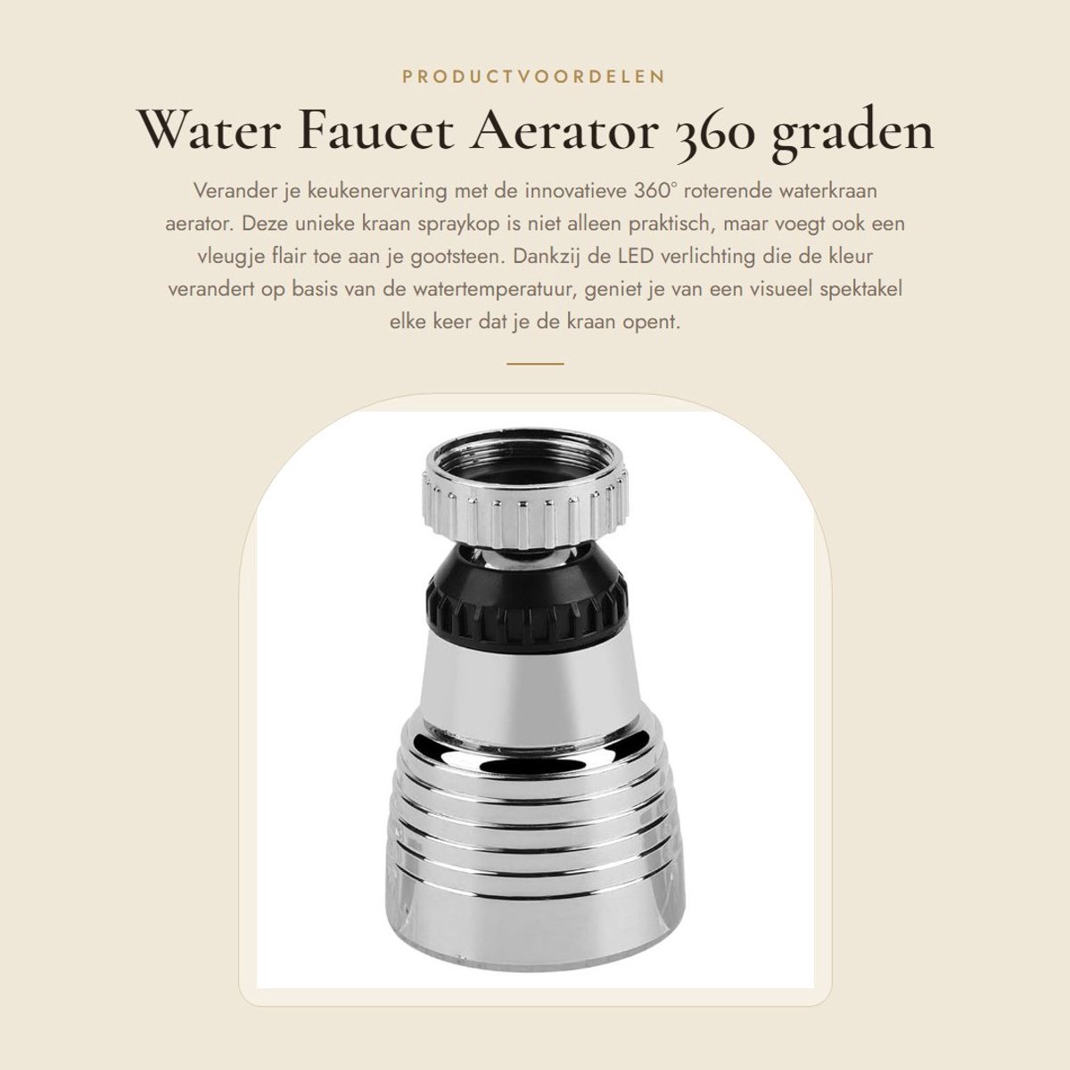 Dailygoods - Water Faucet Aerator - 360 graden draaibaar - LED temperatuur indicator - ene