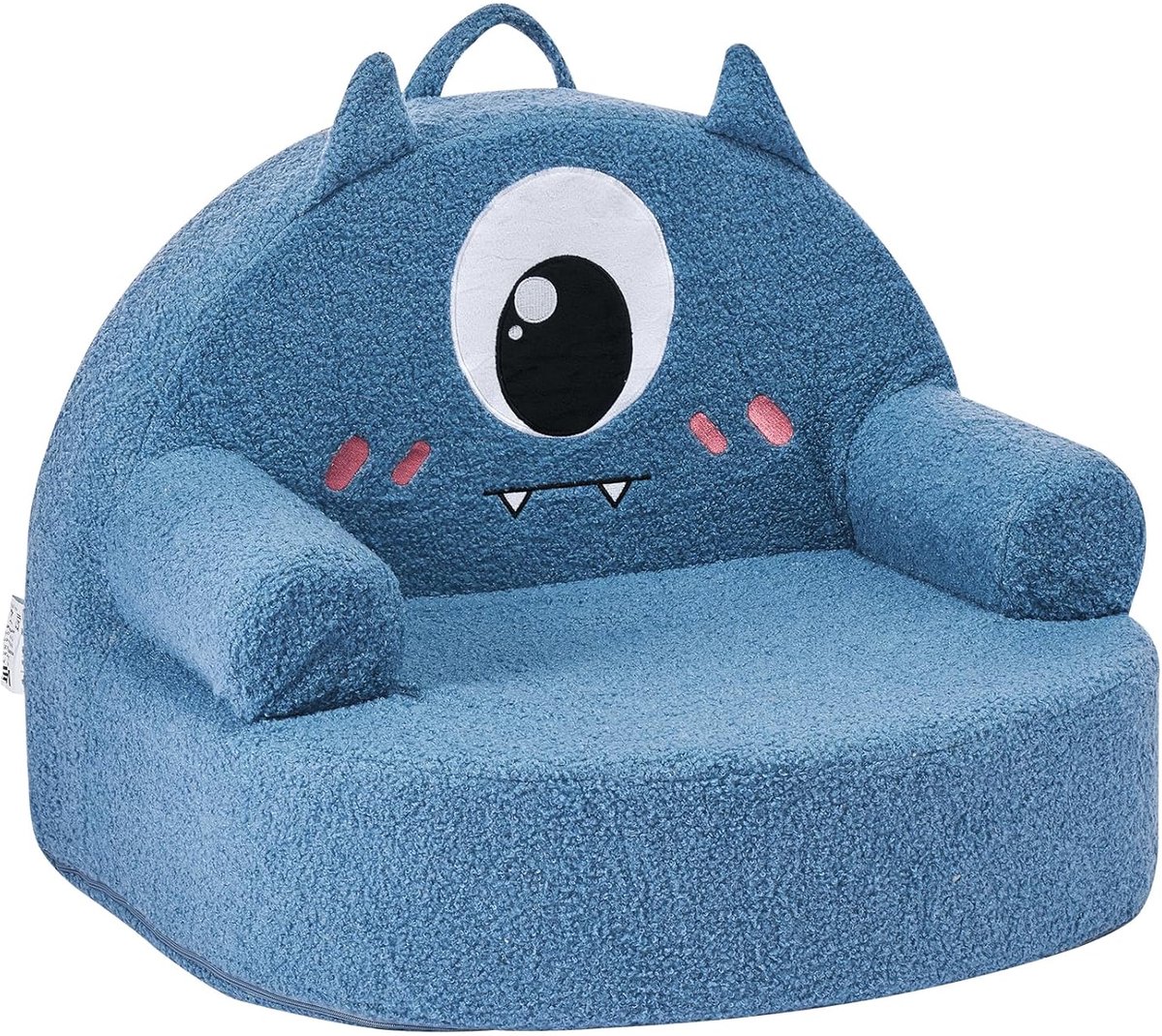 Kinderbank Monsterstijl - Kindersofa Stoel - Spelen en Ontspannen - Wasbare Pluche Hoes - Maat S - Blauw