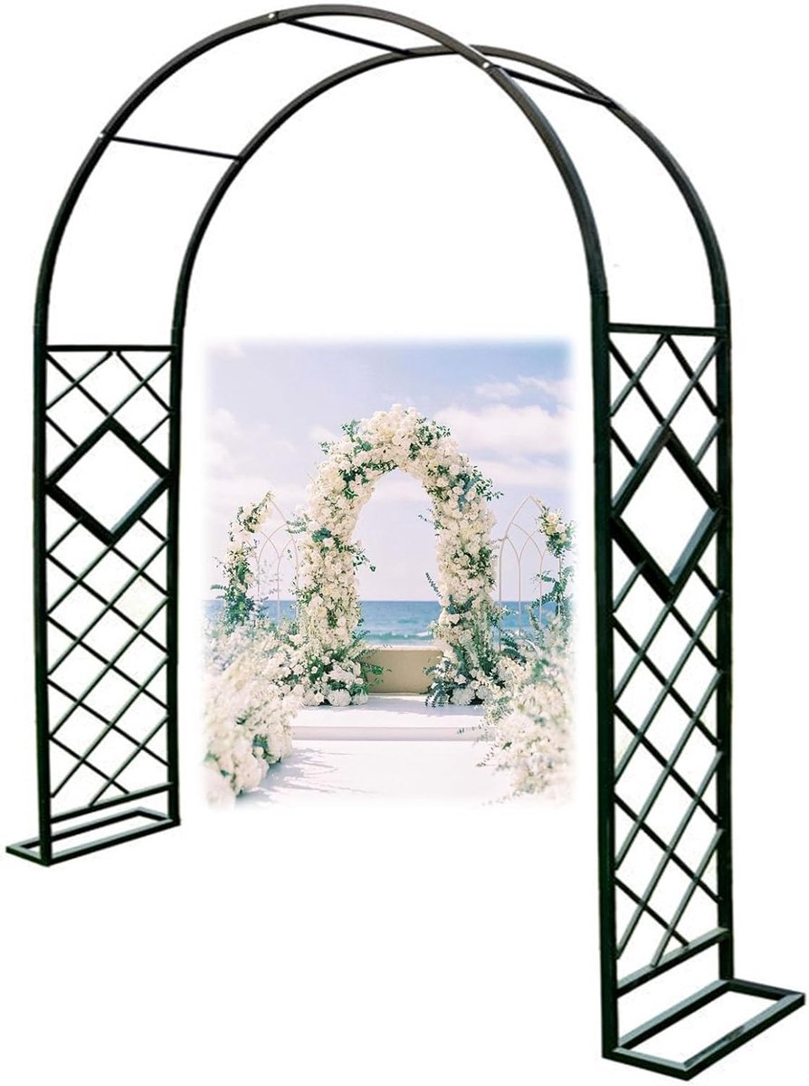 Metalen Tuinboog - Rozenrooster Prieel - Plantenondersteuning Buiten - Roestbestendige Coating - 140 x 230 cm - Groen