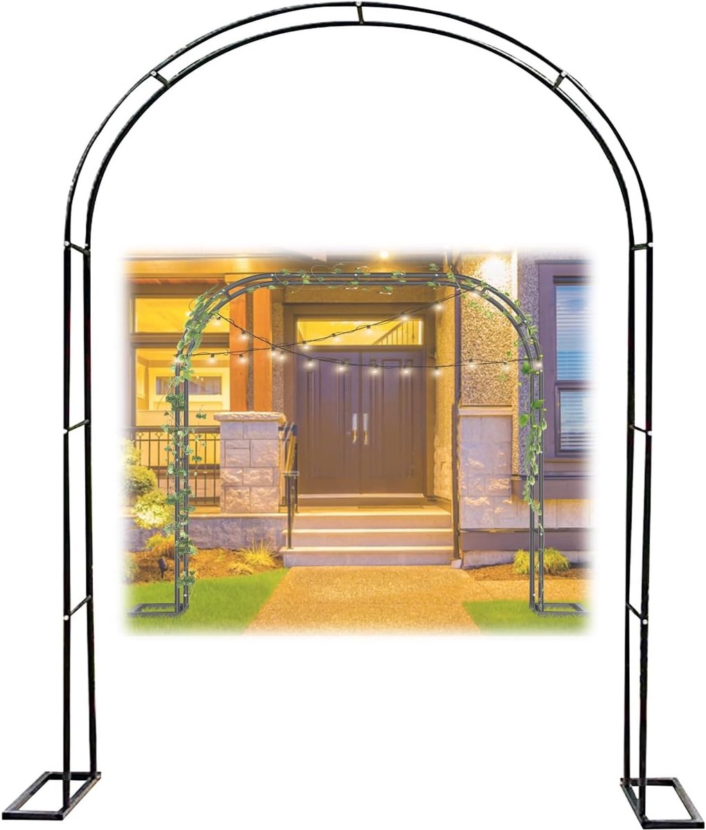 Tuinboog Metaal - Rozenboog Buiten - Decoratieve Entree - Stevige Stalen Constructie - 350 x 220 cm - Zwart