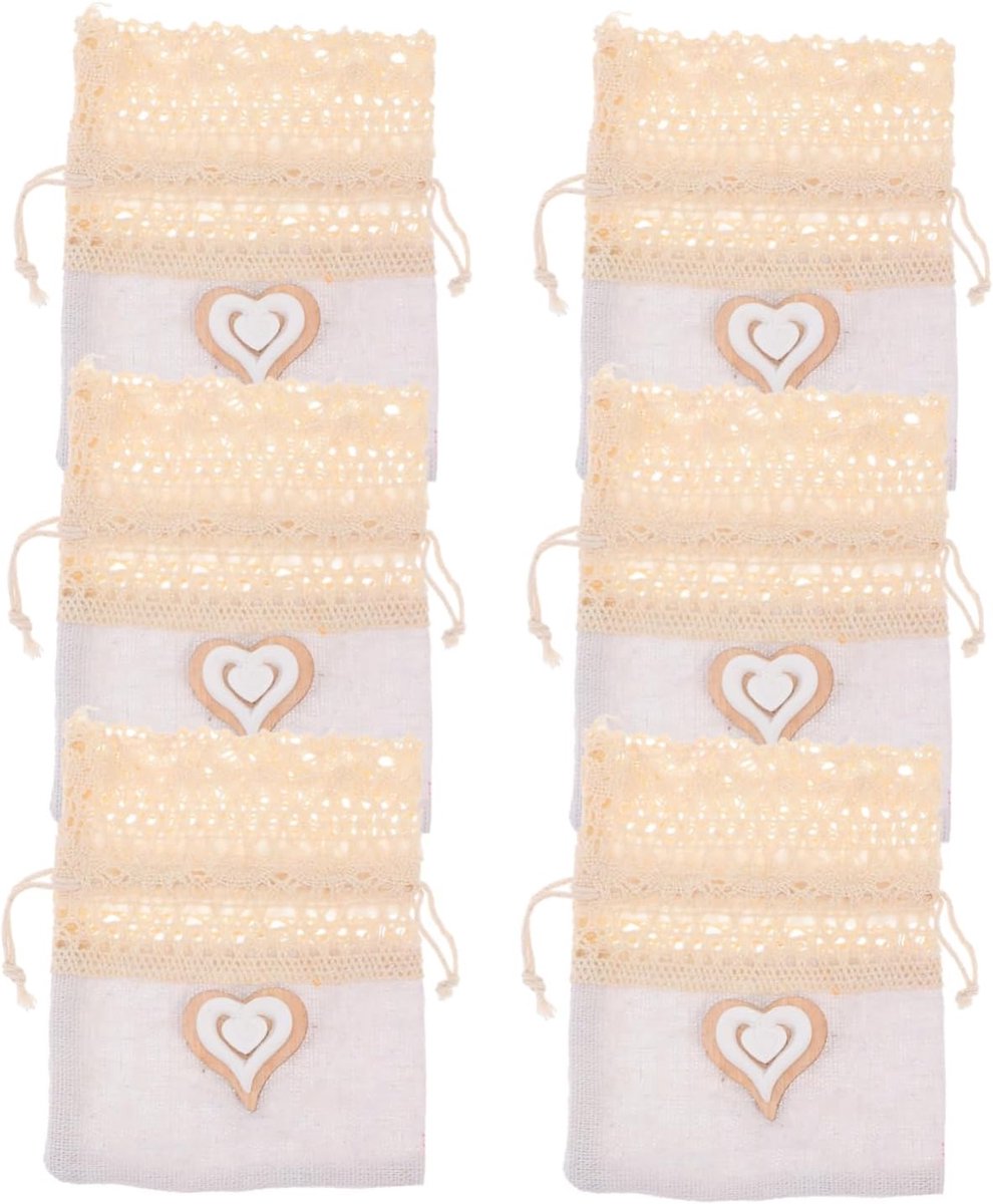 Kanten Organza Zakjes - Geschenk Sieraden - Geur Opslag - Met Trekkoord - 6 Stuks - Wit