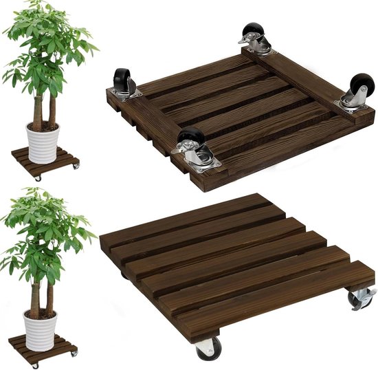 Set van 2 Plant Rollers 40 x 40 cm - Vierkante Plantrollers met Wielen voor Binnen en Buiten, Ideaal voor Bloempotten en Meubels