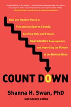 Boekomslag voor 'Count Down' met de tekst: Hoe Onze Moderne Wereld de Spermacellen Bedreigt, Mannen en Vrouwen Verandert, Reproductieve Ontwikkeling en de Toekomst van het Menselijk Ras in Gevaar Brengt.