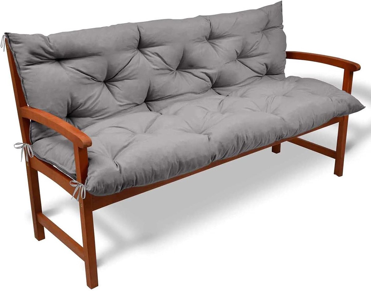 Bankkussen Buiten - Tuinkussen - Comfortabel Zitten - Waterdicht Polyester - 150x50cm - Grijs