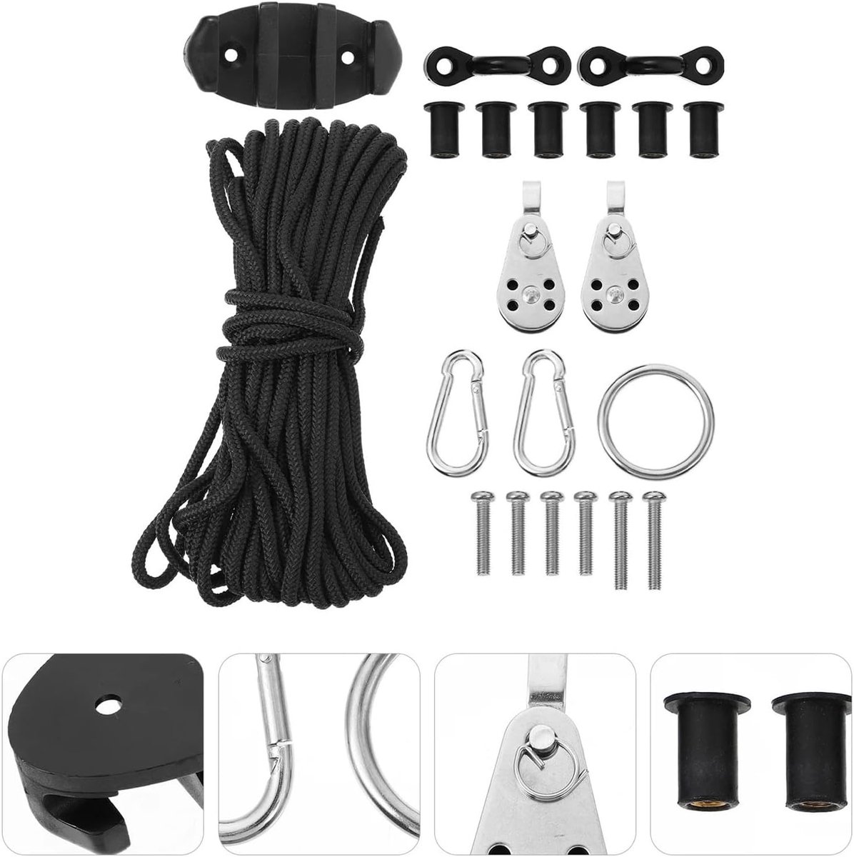 Anker Trolley Systeem - Kajak Kano Kit - Boot Stabiliseren - Veiligheid Garanderen - 500 Gram - Zwart