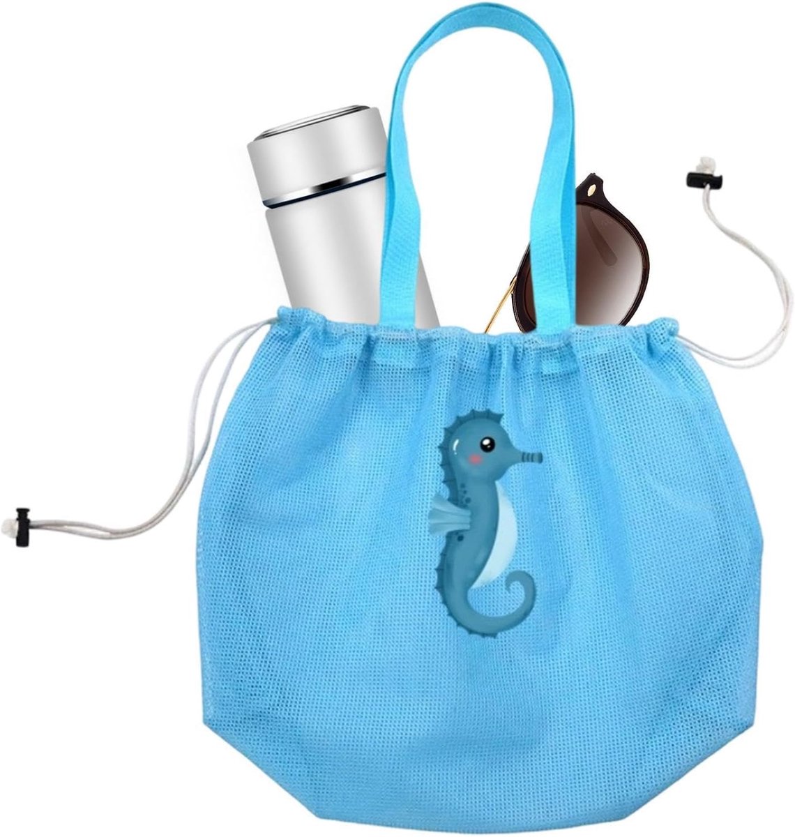 Mesh Speelgoedtas - Zand Opbergzak - Stranduitjes Organiseren - Snelle Zandafvoer - 47x35 cm - Blauw