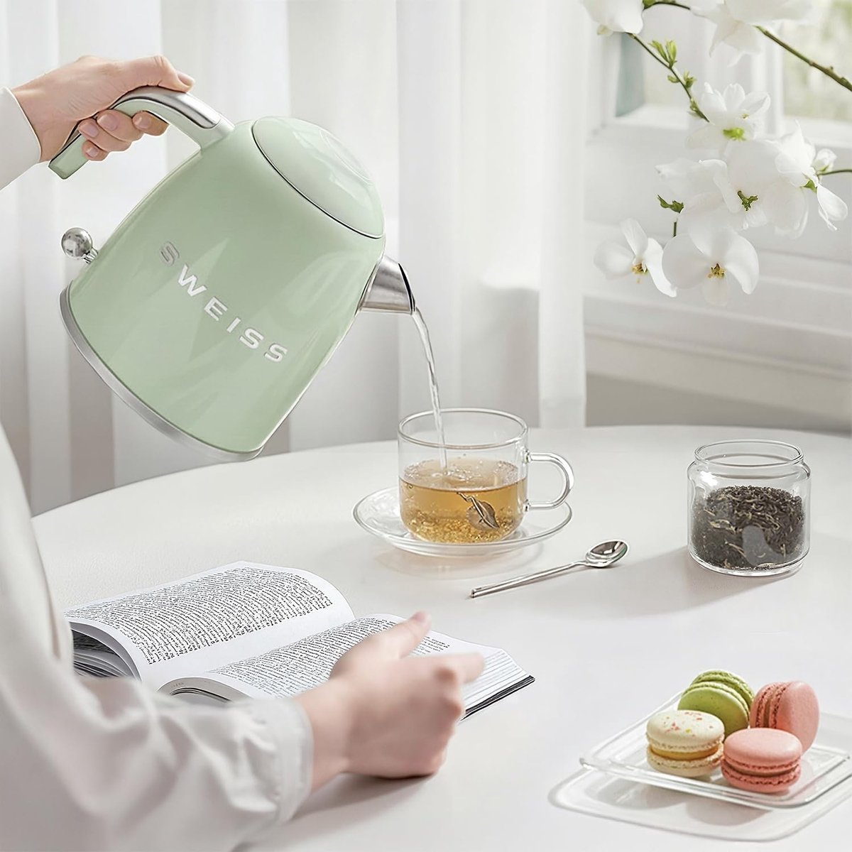 Waterkoker - Roestvrij Staal - Vintage Design - 1000 W Vermogen - Voor Thee en Koffie