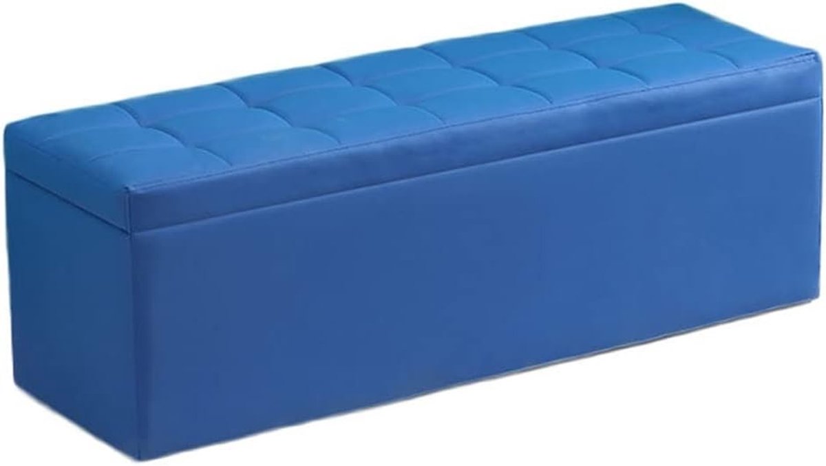 Opbergkruk Bank - Voetenbank Kist - Woonkamer Organiseren - Inklapbaar Ontwerp - 40x40x40cm - Blauw