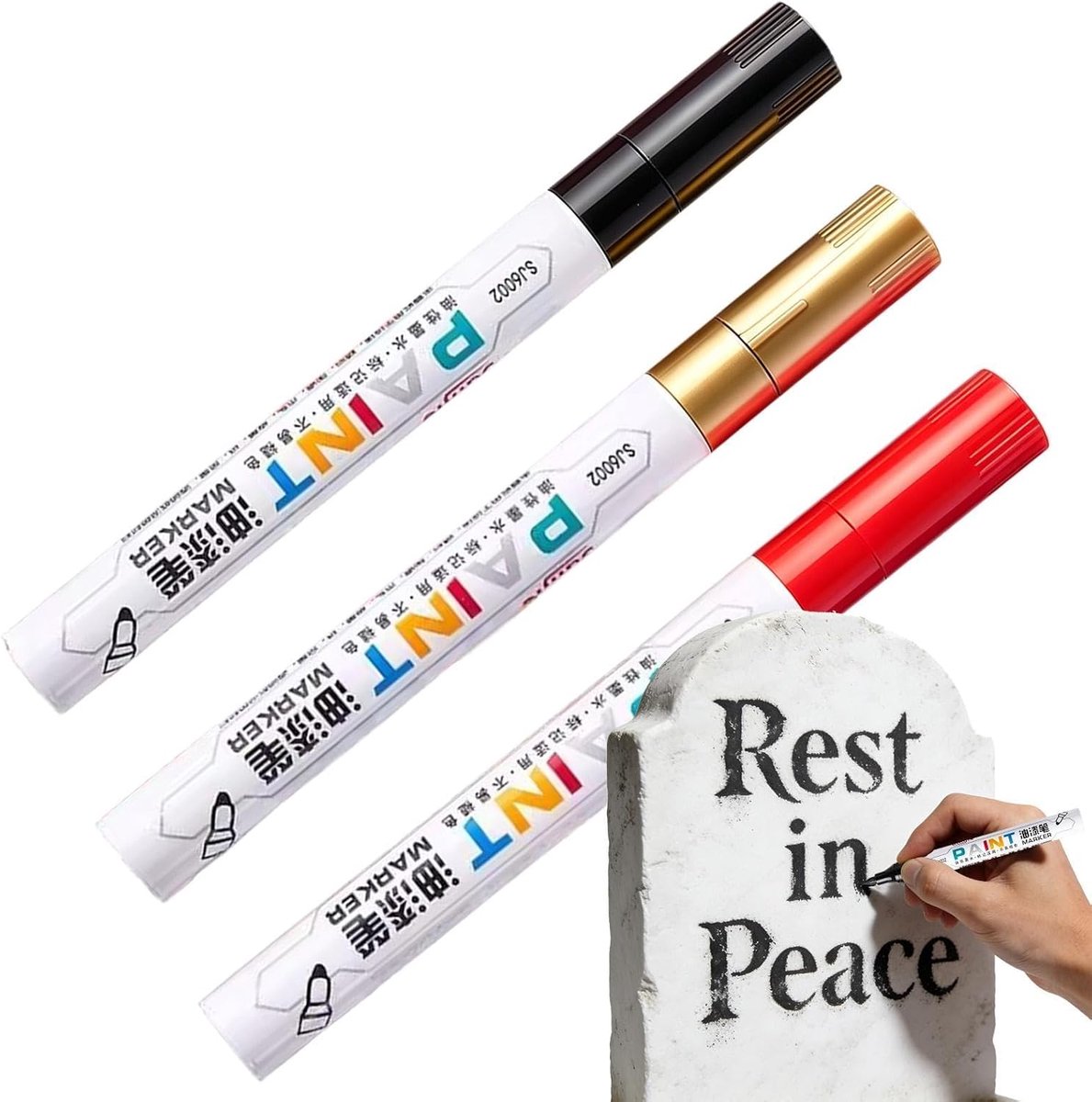 Restauratie Markers - Graffiti Pennen - Opschriften Herstellen - Waterbestendige Inkt - 3 Stuks - Goud Zwart Rood