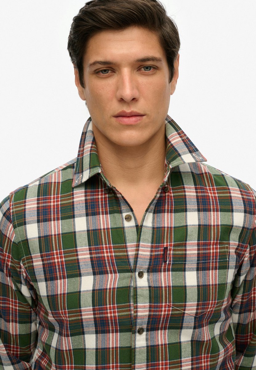 Superdry Vintage geruit overhemd van biologisch katoen Heren Lange mouwen shirts Groen