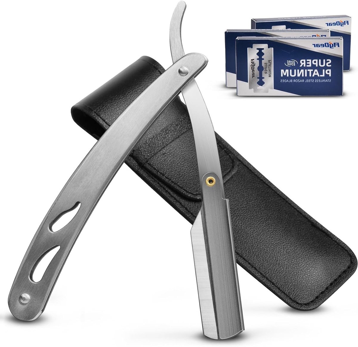 Reis scheerset voor mannen met verwisselbare mesjes en etui, inclusief 30 dubbele scheermesjes voor precisie en comfort