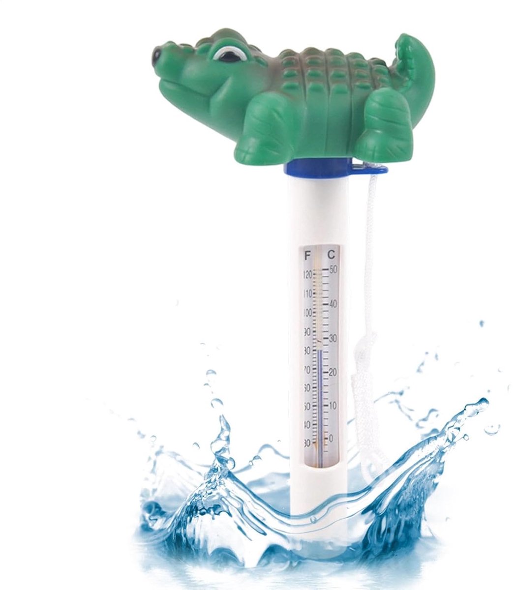 Drijvende Zwembadthermometer - Water Temperatuurmeter - Water Temperatuur Meten - Leesbaar Op Afstand - 203 cm - Krokodil