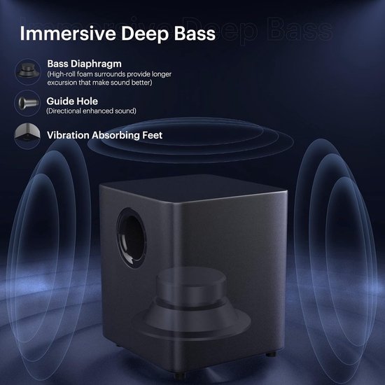 Soundbar met Subwoofer - PC Speaker - Thuisbioscoop Ervaring - Draadloze Microfoon - 2.1 Kanalen - Zwart — afbeelding 4