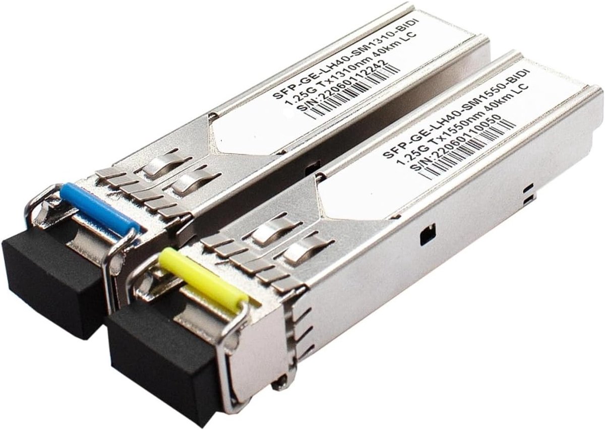 Glasvezelmodule - Netwerkzender - Dataoverdracht - Lage latentie - 80 km bereik - Zilverkleurig