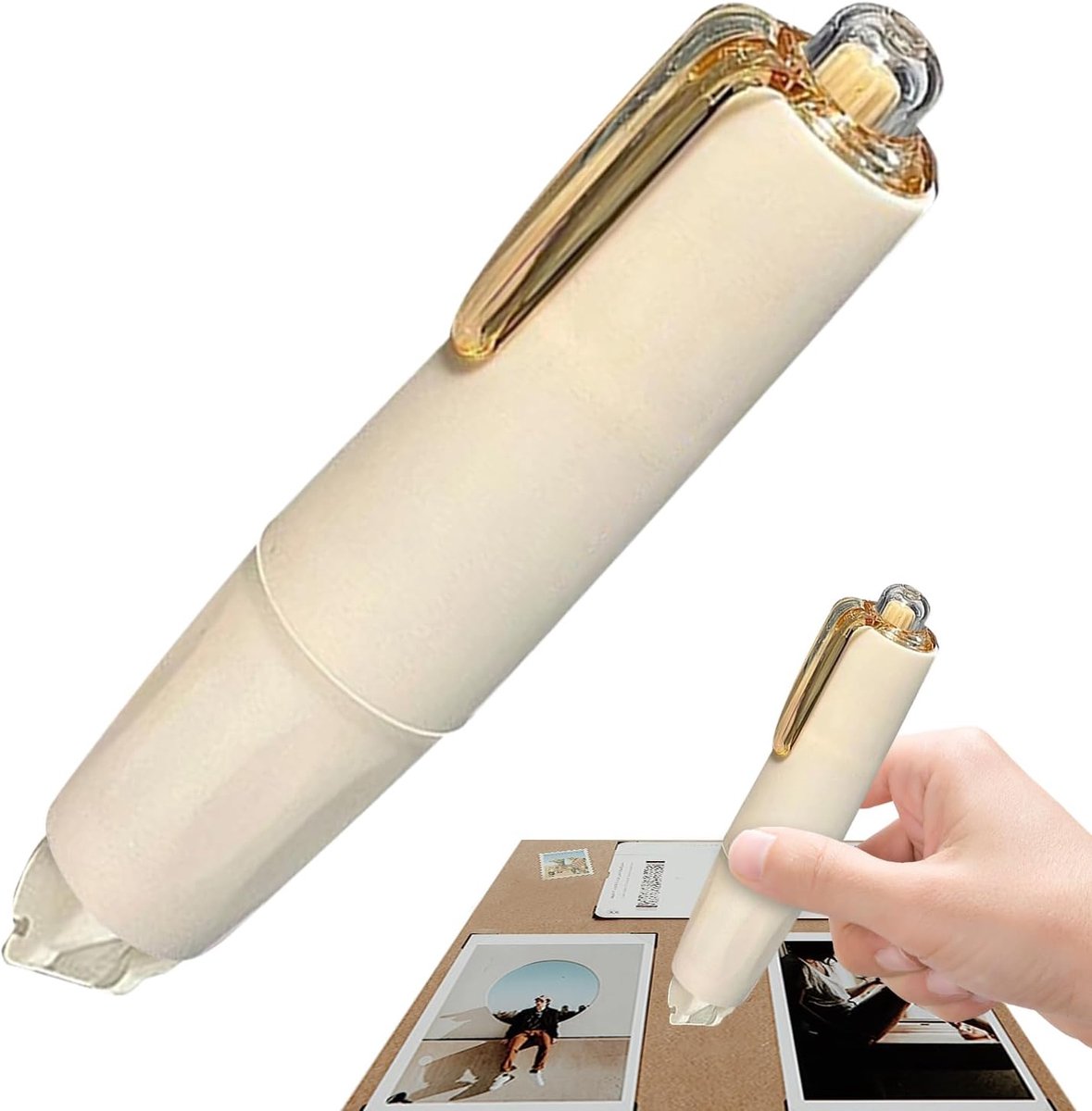 Dubbelzijdige Plakband Pen - Lijmroller Tape Pen - Scrapbooking en Knutselen - Intrekbaar en Stille Applicatie - 4 Stuks - Wit