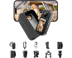 Mini Action Camera - Bodycam Vlogger - Outdoor Avontuur - 180° Draaibare Lens - 30m Waterdicht - Zwart