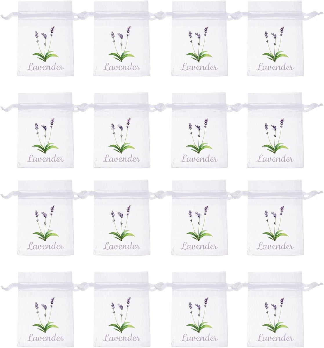 Geurzakjes Lavendel - Trekkoordtasjes - Ruimtes Fris Houden - Ademend Mesh Materiaal - 40 Stuks - Wit
