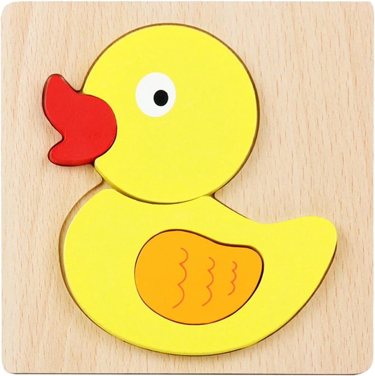 Houten Puzzel - Dieren Puzzel - Kind Ontwikkeling - Duurzaam Hout - 15 x 15 cm - Geel
