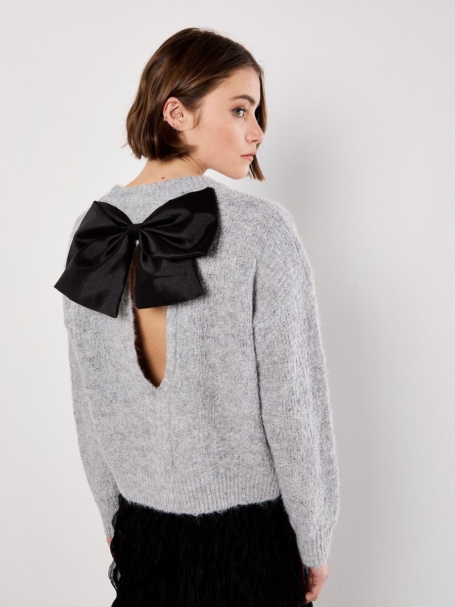 Bow Back Shimmer Fluffy Jumper