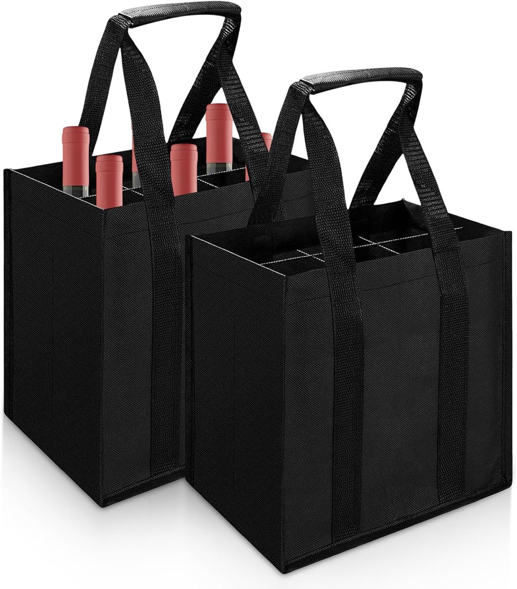 2pcs Bottle Carriers, Bottle Carrier, 6 Bottles, Black, Oxford Fabric Drink Bag, Bottle Bag, Reusable Bottle Bag, 6 - ShopVlot