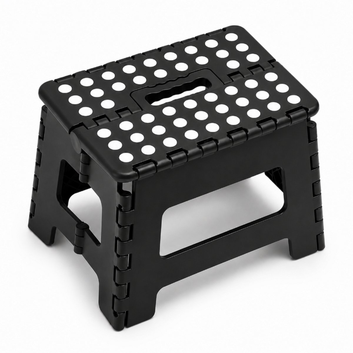 Bobypet - Luxe Opstapje Inklapbaar - Premium Plastic Vouwkrukje tot 140 kg - Compact Inklapbaar Krukje met Handvat en Antislip - Ideaal voor Keuken, Camping en Kinderen - Zwart