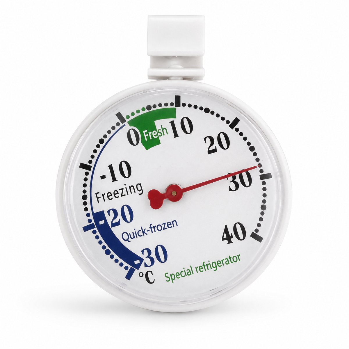 Koelkastthermometer - Vriezer Thermometer - -30 tot 40°C - Diepvriesthermometer - Universeel - Rond - Wit