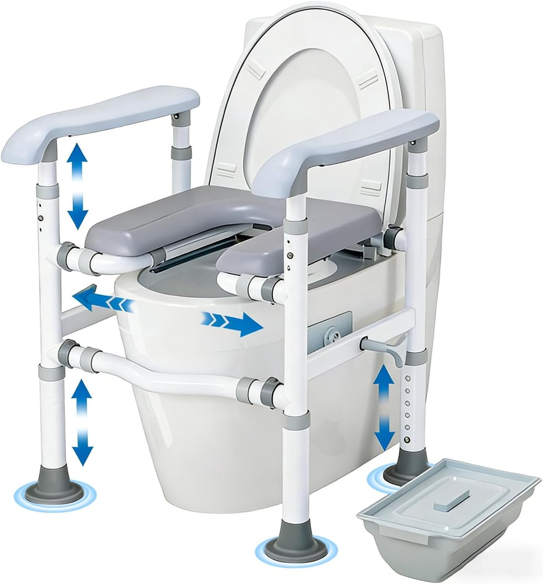 Toiletverhoger met Handgrepen - 4-in-1 Multifunctioneel - Extra Groot 17 Inch Kussen - Veilig en Comfortabel Gebruik - ShopVlot