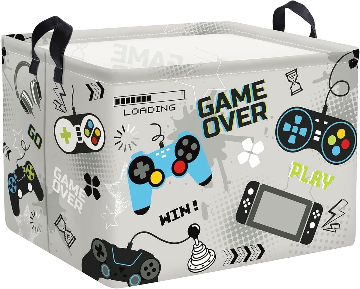 Vouwbare wasmand voor gamers - Waterdichte opbergmand voor speelgoed en kleding - 40 x 30 x 30 cm, grijs