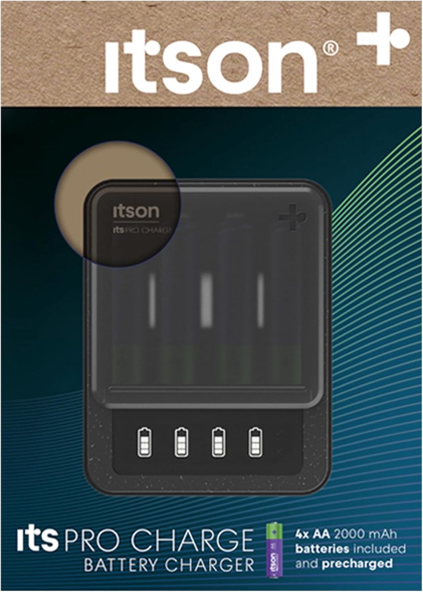 Ni-MH Batterijoplader USB-C - 4x AA (2000mAh) - LCD Scherm - Snelle oplading in 4,45 uur - SnelShoppen