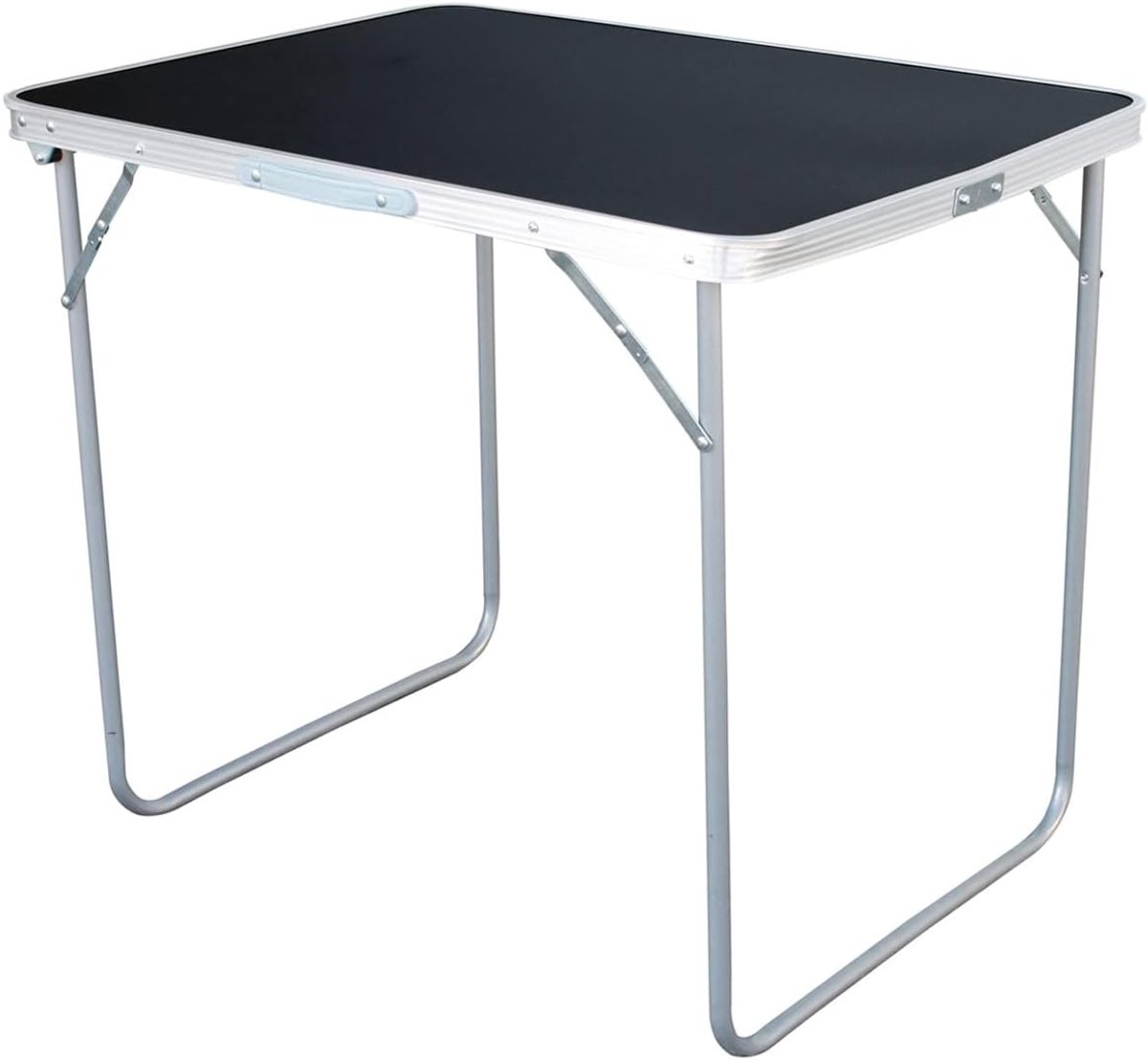 SnelShoppen - XL Aluminium Vouwtafel Zwart Camping Tafel met Draaghandvat voor Tuin, Feest en Reizen - 80 x 60 x 68 cm