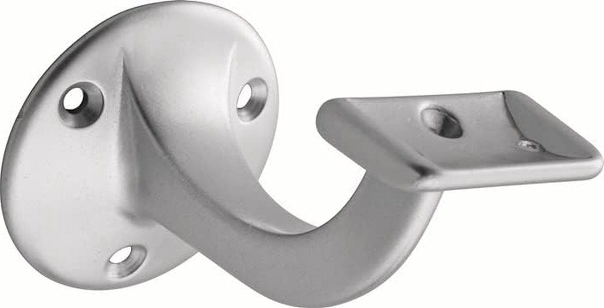 Leuningdrager Aluminium - Trapleuninghouder - Traprenovatie - Rechte Oplegger - 56mm Wandplaat - Zilverkleurig