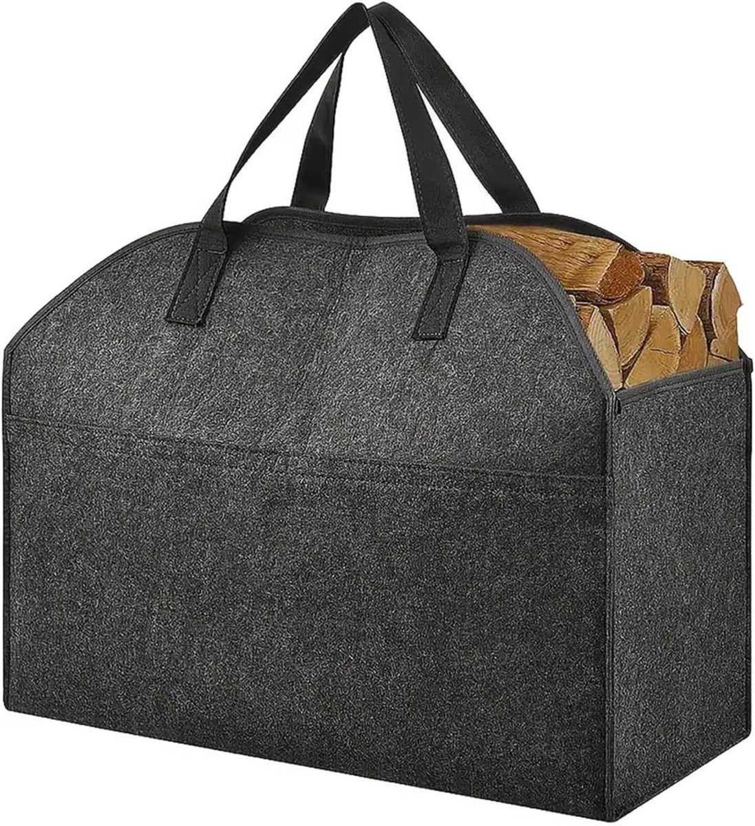 Brandhoutmand Vilt - Houttas Opberger - Haardhout Opslag - Robuuste Handgrepen - 56 x 25 x 43 cm - Meerkleurig