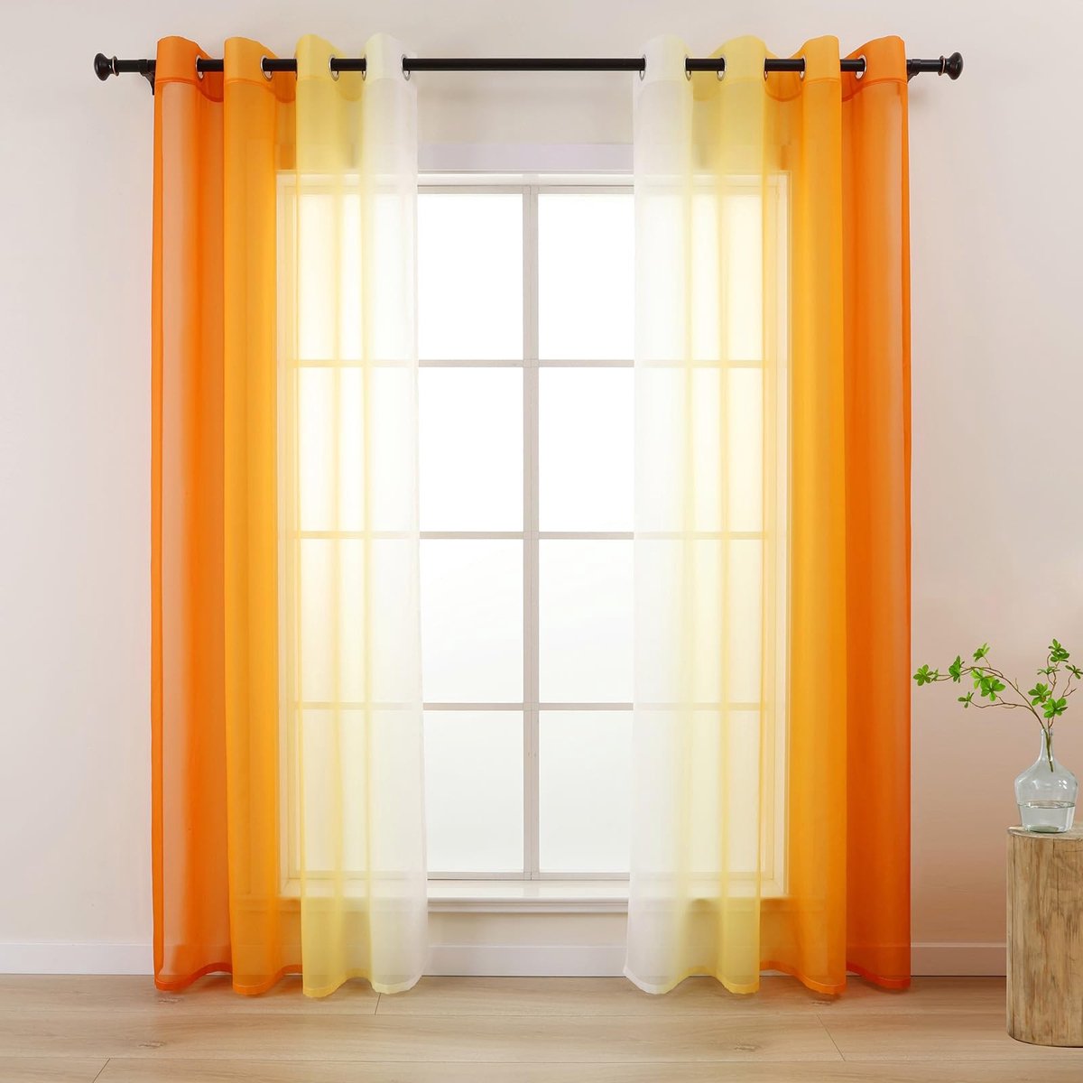 Omgoods - Set van 2 Transparante Gradient Gordijnen voor de Woonkamer