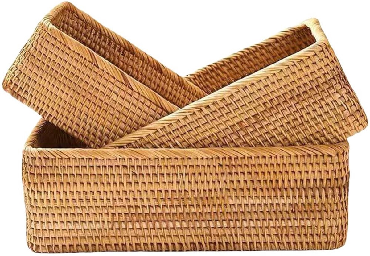 Omgoods - Rieten Opbergmanden Set van 3 - Handgeweven Decoratieve Manden
