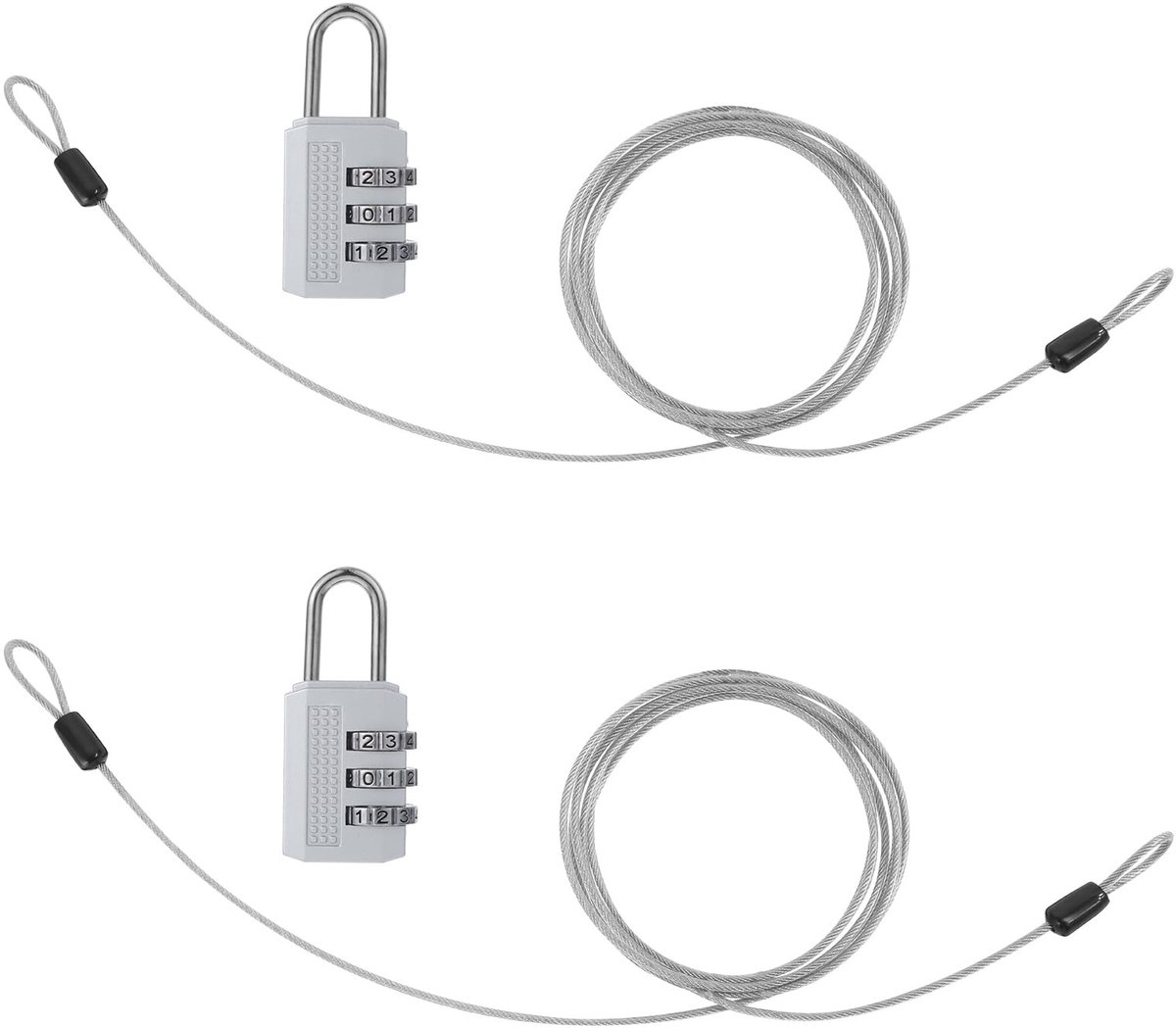 Omgoods - Veiligheidsslot met Oogjes en Dikke Rvs Kabel van 2 Meter