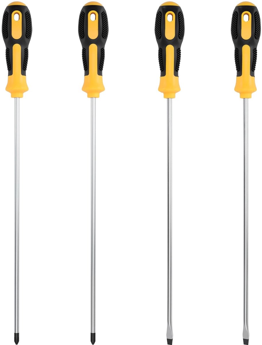 Omgoods - Set van 4 Lange Schroevendraaiers voor Professioneel Gebruik