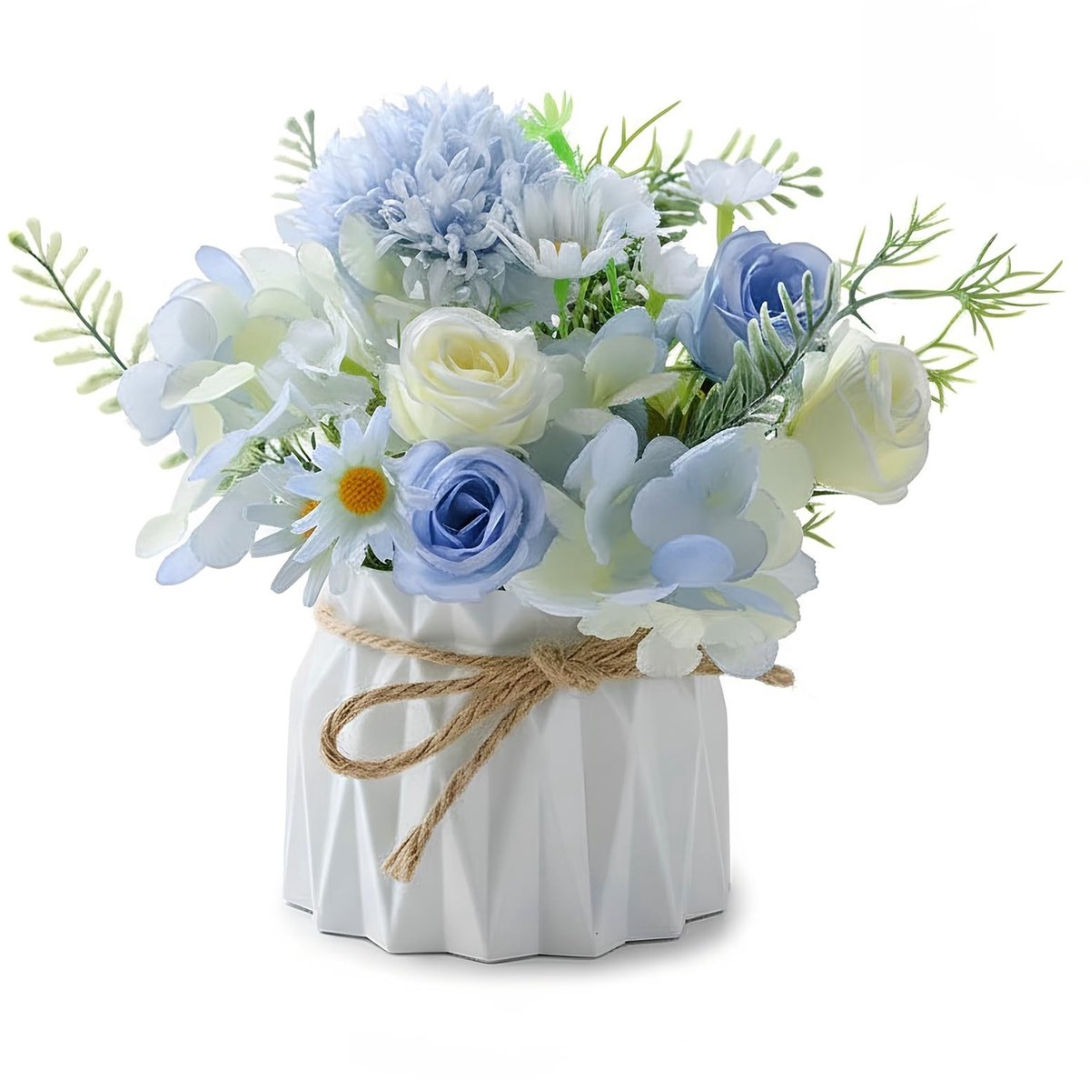 Omgoods - Kunstbloemen met Vaas - Lichtblauw Boeket voor Tafeldecoratie