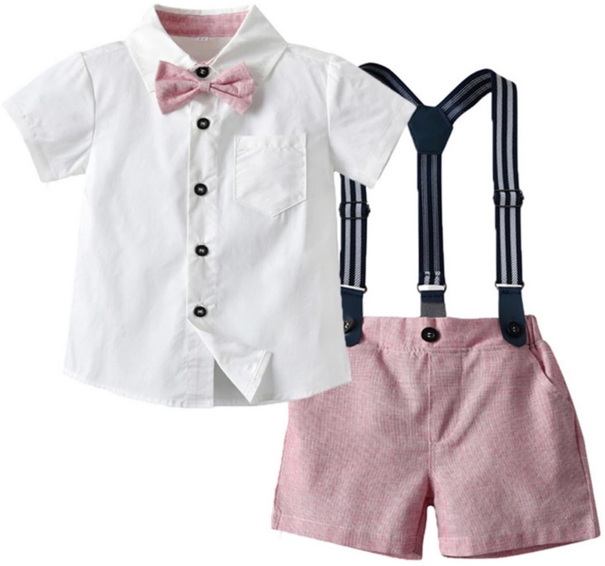 Omgoods - Peuter Jongens Zomerpak met Shirt en Jarretelbroek 1-8 Jaar