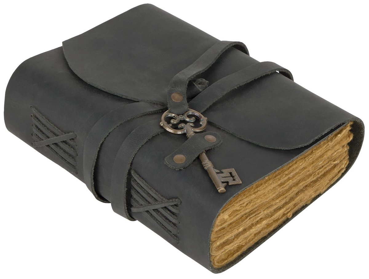 Omgoods - Vintage Reisdiair voor Persoonlijk Gebruik - Handgemaakte Lederen Notitieboek met Sleutel