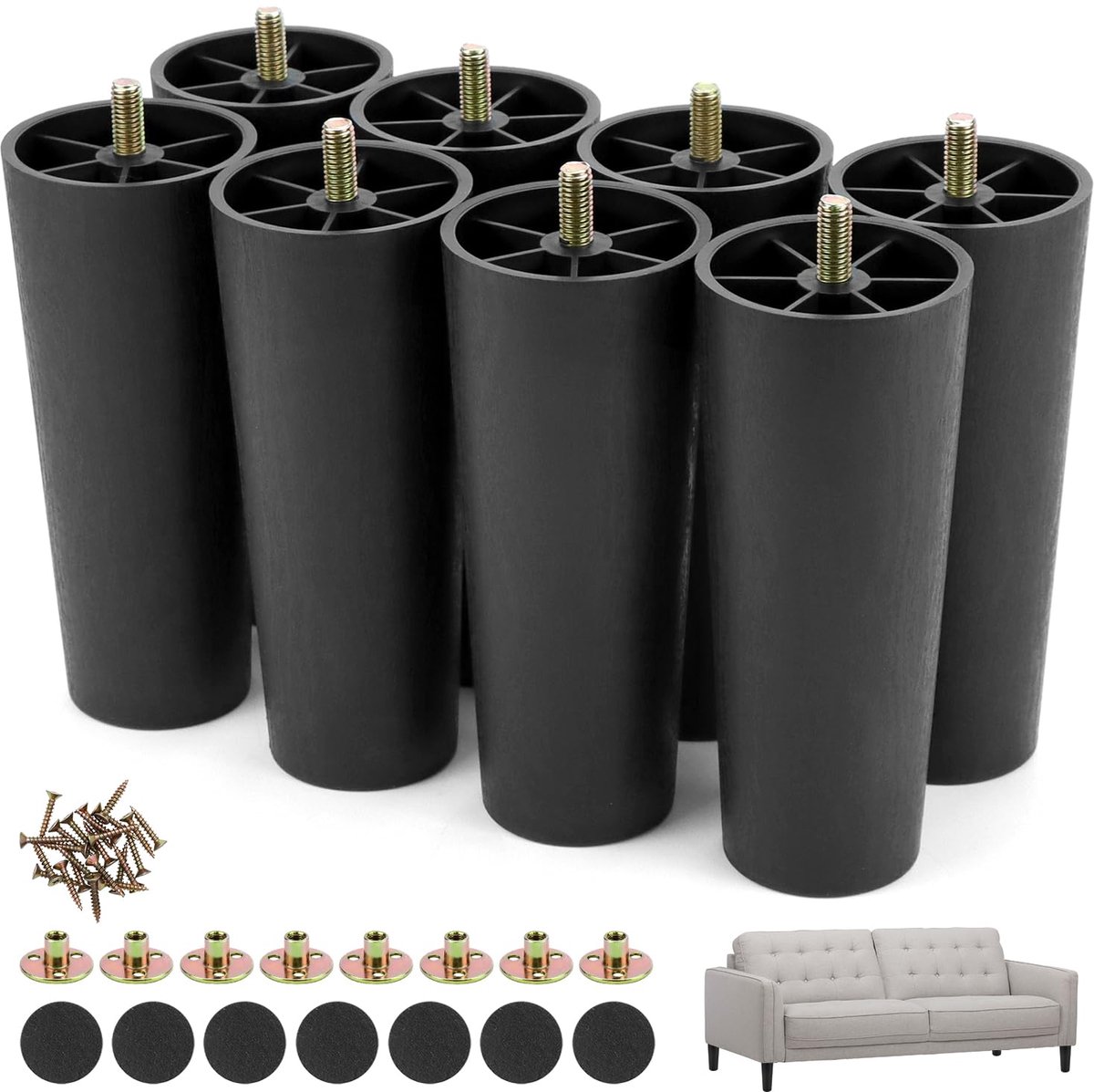 Omgoods - 8 Stuks Meubelpoten - 150 mm Kunststof Bankpoten met Antislippads