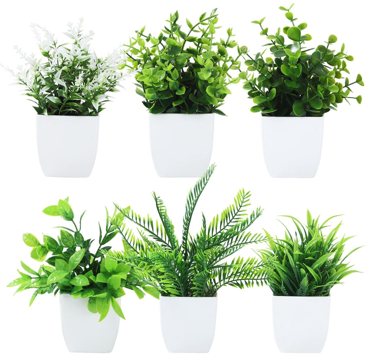Omgoods - Set van 6 Kunstplanten in Pot - Ideaal voor Kantoor en Thuis