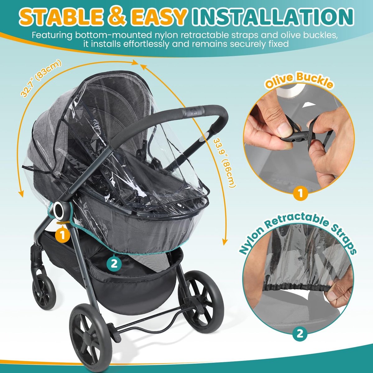 Omgoods - Universele Regenhoes voor Kinderwagen met Venster – foto 5