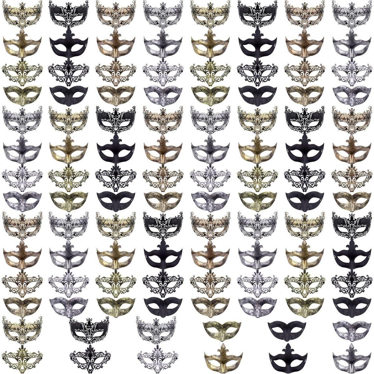 Omgoods - Set van 108 Venetiaanse Maskers voor Feestjes en Halloween