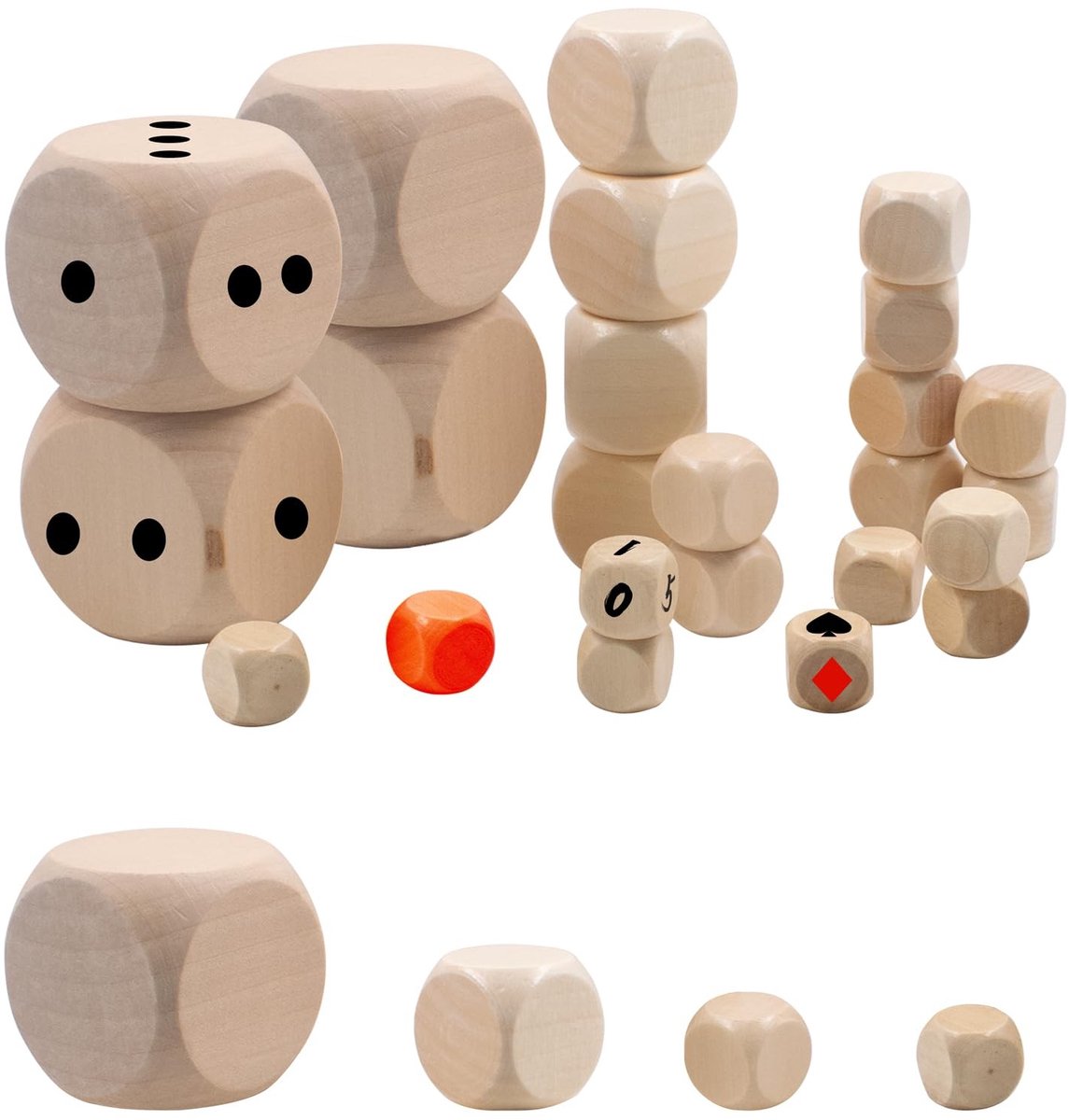 Omgoods - 24 Stuks Blank Houten Dobbelstenen voor DIY Projecten