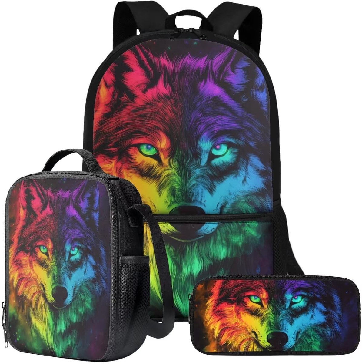 Omgoods - 3-in-1 Rugzak voor Kinderen met Lunchbox en Pennenhouder in Dierenprint