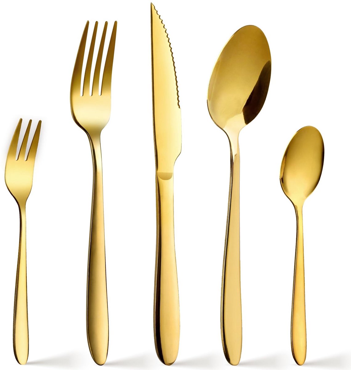 Omgoods - 30-Delige Gouden Bestekset van RVS voor 6 Personen