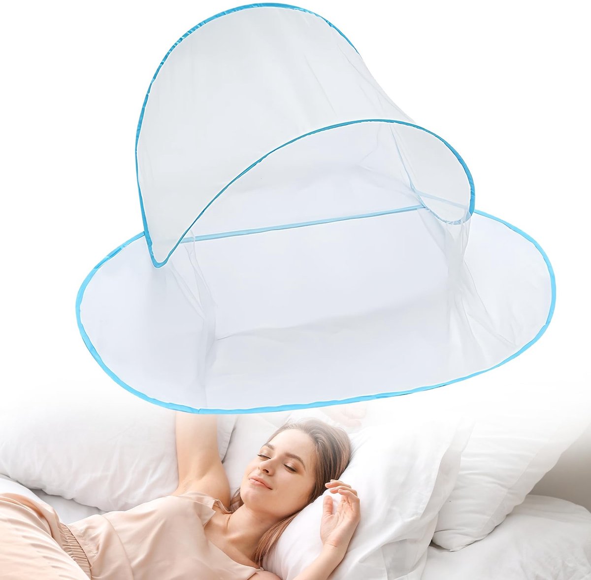 Omgoods - Vouwbare Mini Muggennet - Ultra Licht en Draagbaar voor Bed, Camping en Reizen