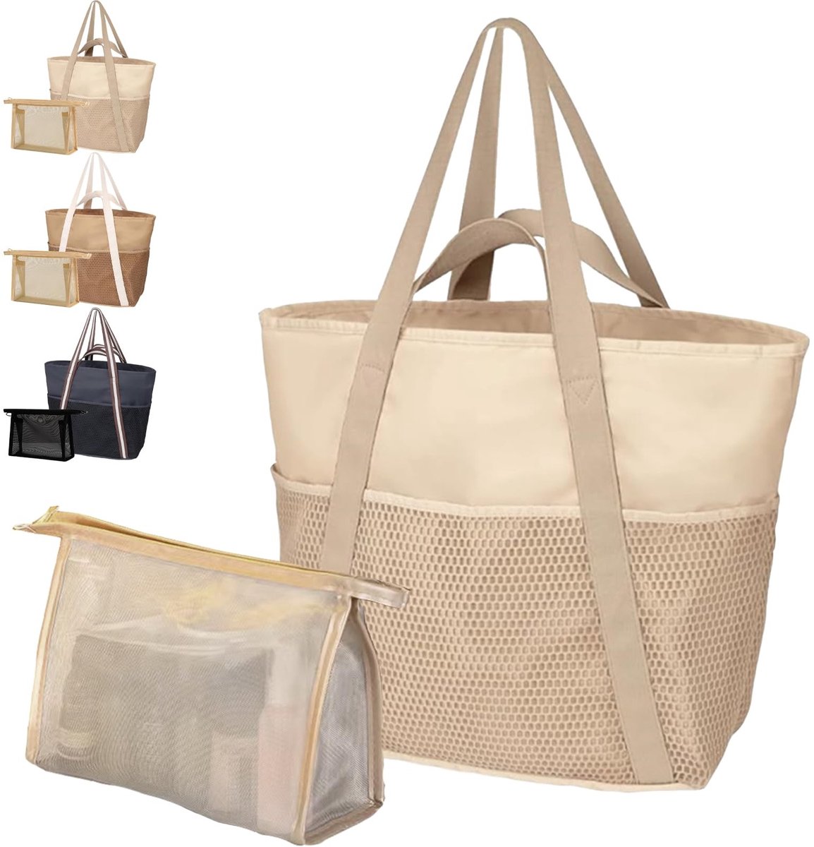 Omgoods - Grote Mesh Strandtas met Rits