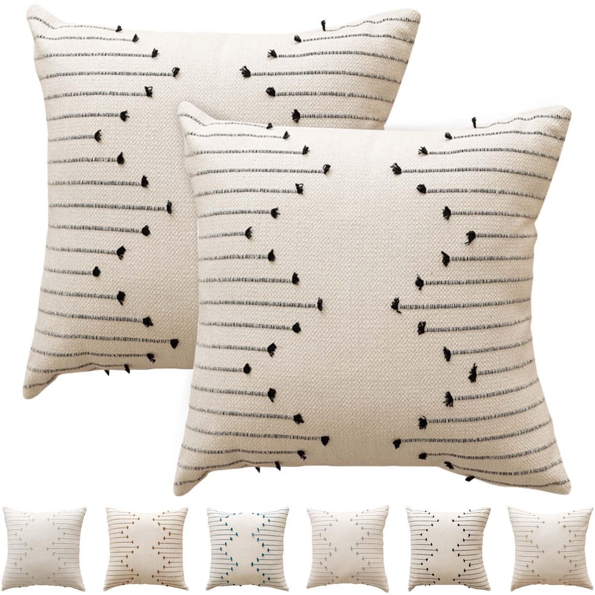 Omgoods - Set van 2 Kussenhoezen 45 x 45 cm met Onzichtbare Rits voor Sofa